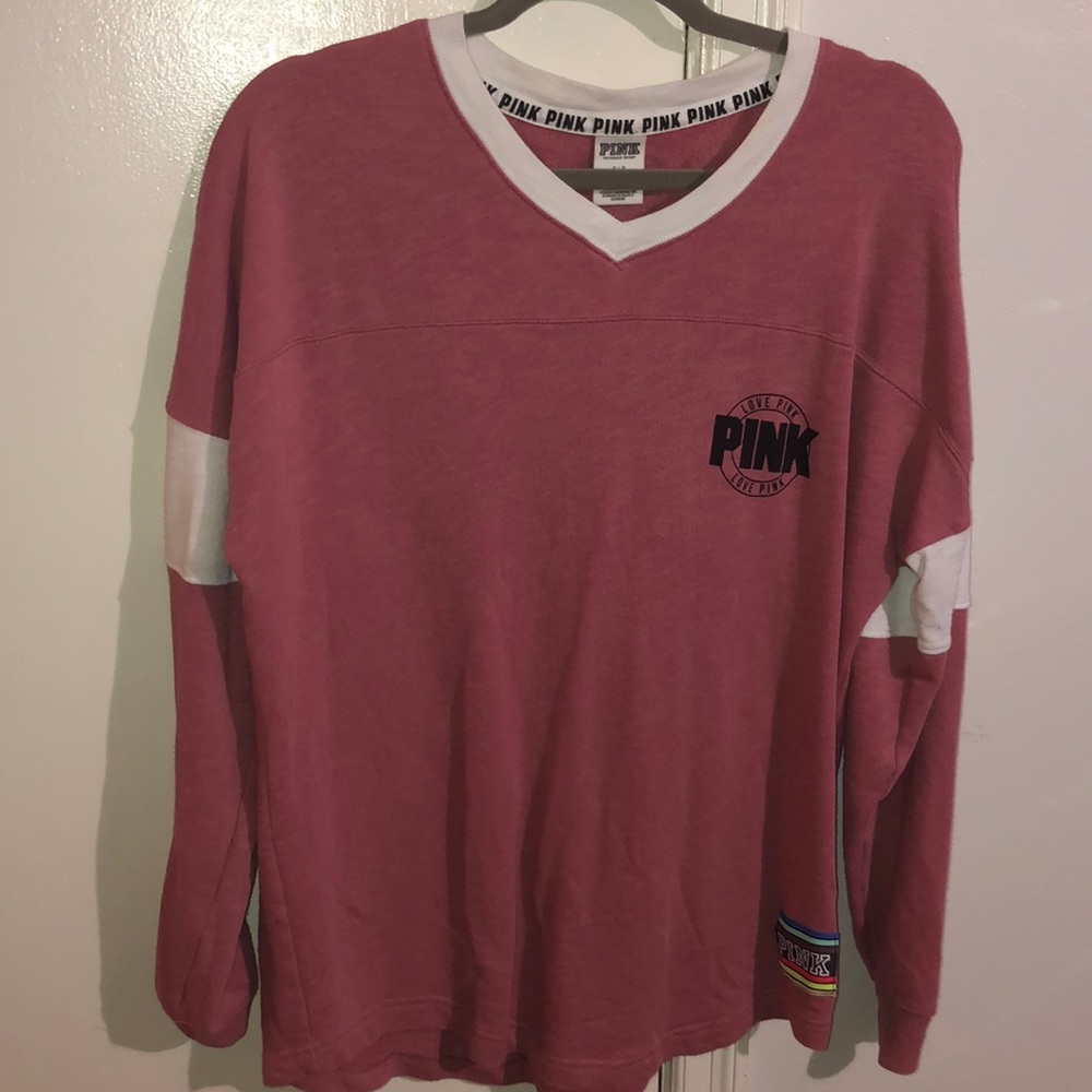 PINK varsity crew top